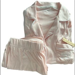 Rae Dunn notch collar short set  “Bride” ballet pink/ white. Worn once. No tag.